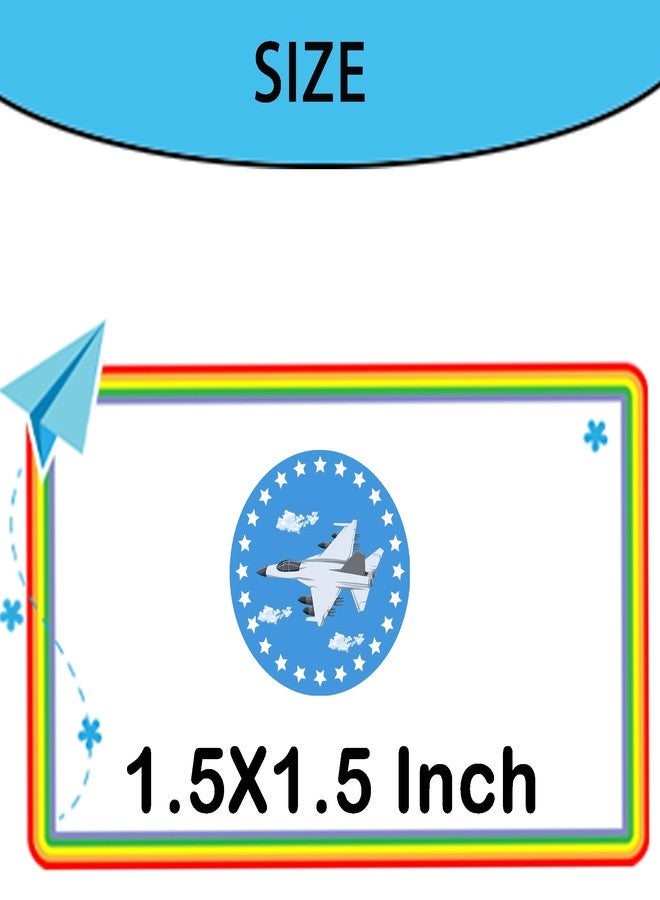 Atsmoicy 500 Pieces Fighter Jet Roll Labels Stickers-Fighter Airplane Aircraft Party Decorations Supplies Favors Decals - Image 2